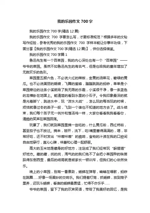 我的乐园作文700字