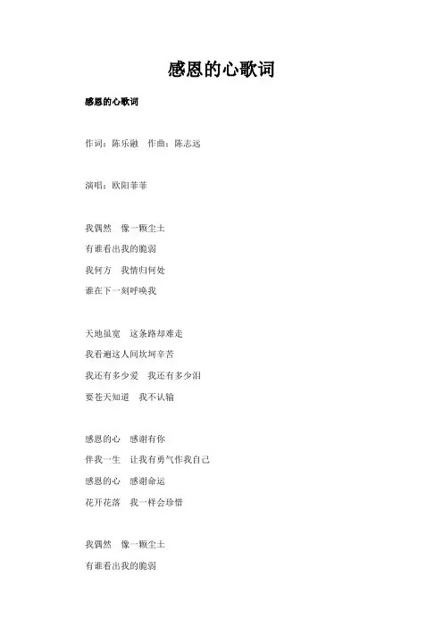 最新-感恩的心歌词 精品