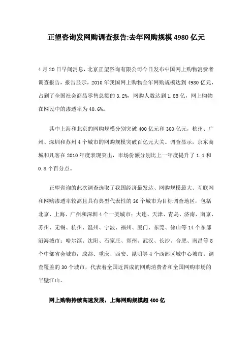 2010年网购调查报告