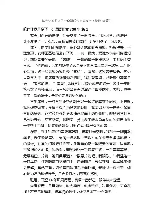 陪伴让岁月多了一份温暖作文800字（精选48篇）