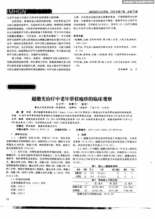 超激光治疗中老年带状疱疹的临床观察