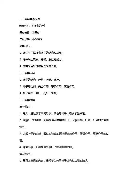 《植物的叶》教案2