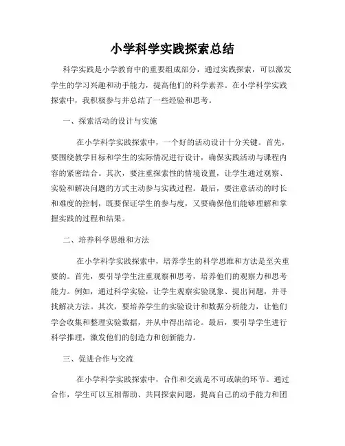 小学科学实践探索总结