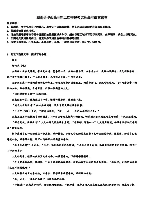 湖南长沙市高三第二次模拟考试新高考语文试卷及答案解析