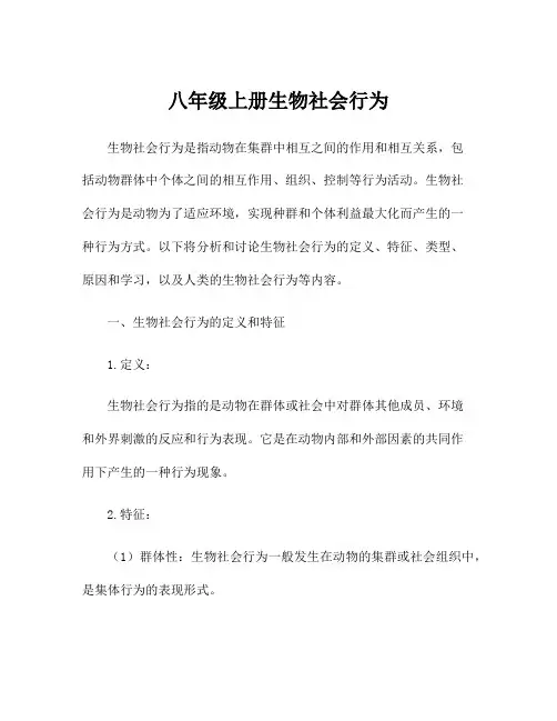 八年级上册生物社会行为