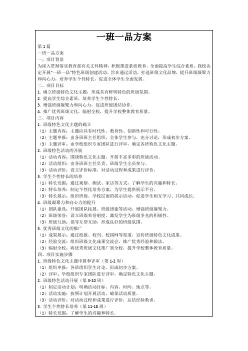 一班一品方案