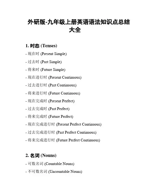 外研版-九年级上册英语语法知识点总结大全