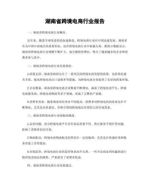 湖南省跨境电商行业报告