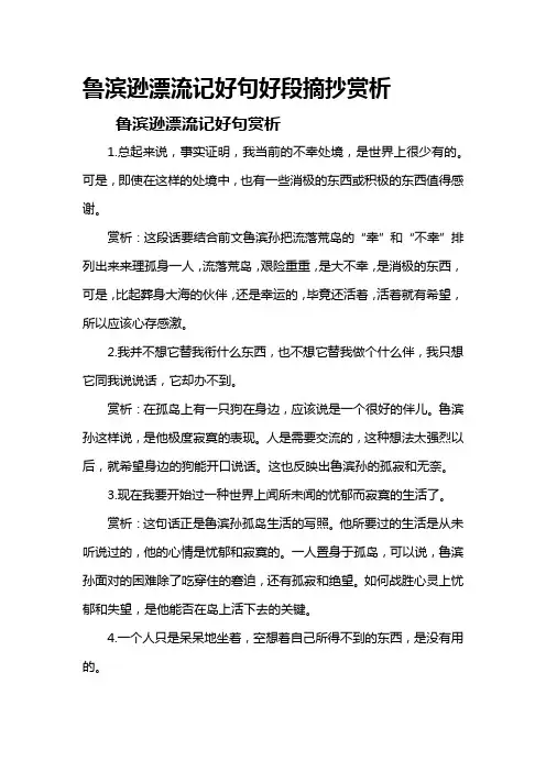 鲁滨逊漂流记好句好段摘抄赏析