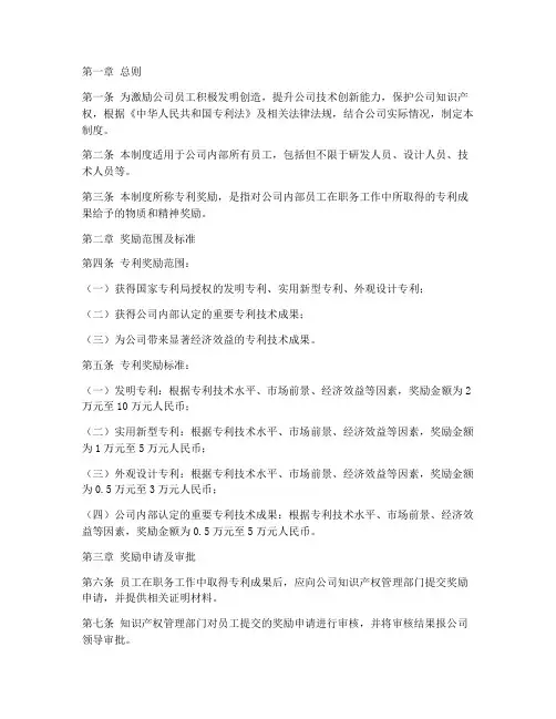 企业专利奖励管理制度范本