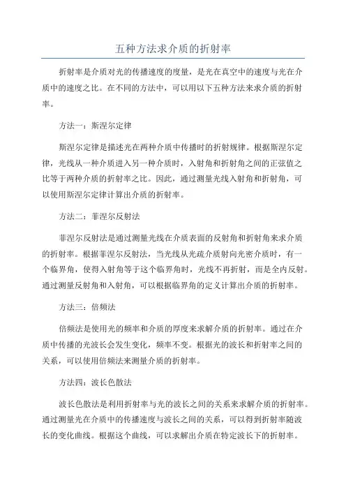 五种方法求介质的折射率