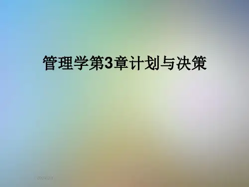 管理学第3章计划与决策