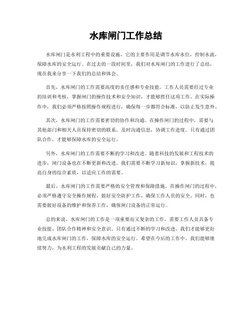 水库闸门工作总结
