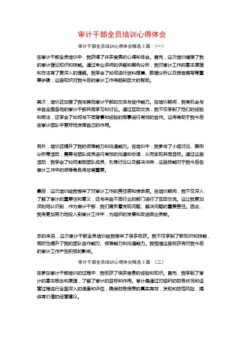 审计干部全员培训心得体会3篇