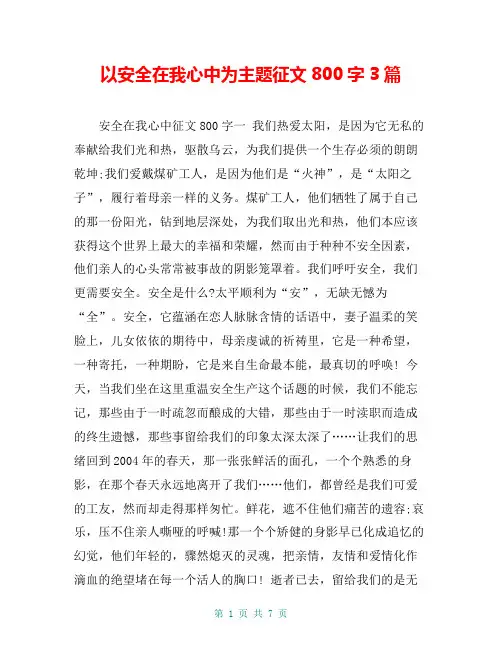 以安全在我心中为主题征文800字3篇