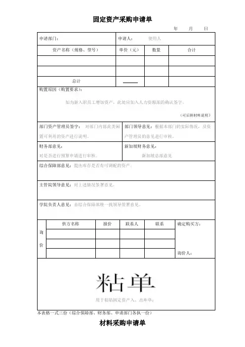 固定资产采购申请表