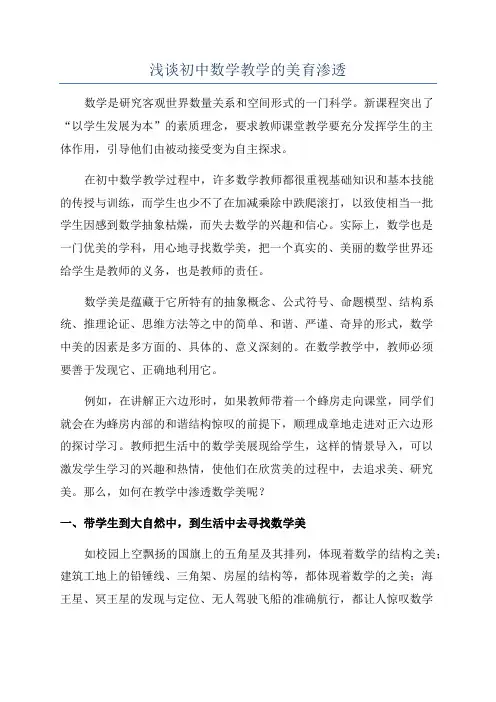 浅谈初中数学教学的美育渗透