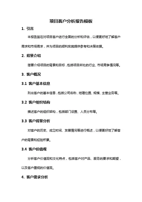 项目客户分析报告模板