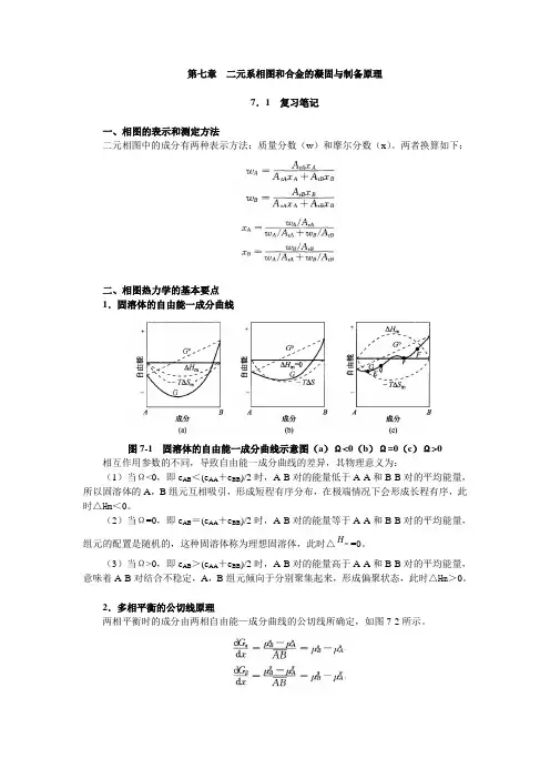 第7章 二元系相图和合金的凝固与制备原理 笔记及课后习题详解 (已整理 袁圆 2014.8.7)