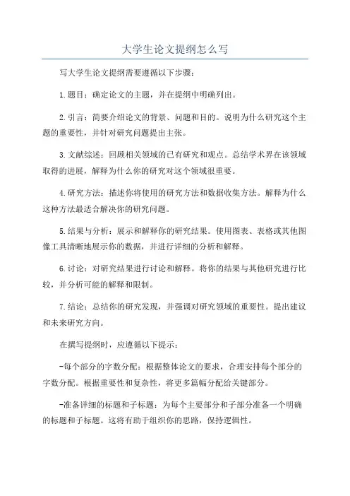 大学生论文提纲怎么写