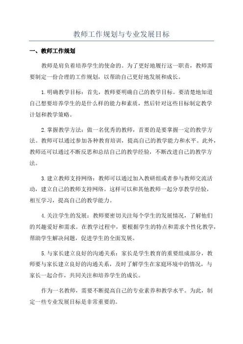 教师工作规划与专业发展目标