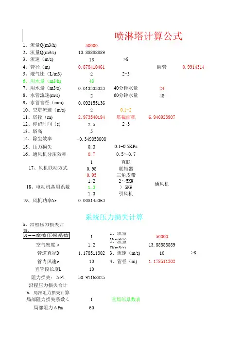 喷淋塔的计算