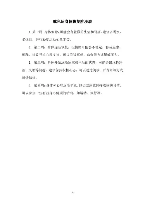 戒色后身体恢复阶段表