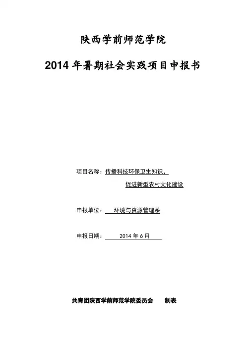 三下乡暑期社会实践活动项目申报表