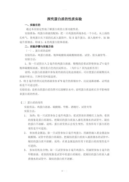 探究实验：蛋白质的性质
