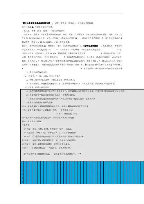 初中化学常用化学仪器及名称图