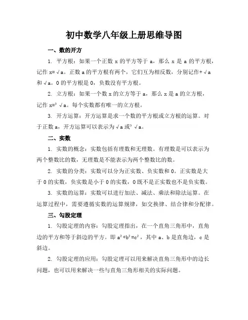 初中数学八年级上册思维导图