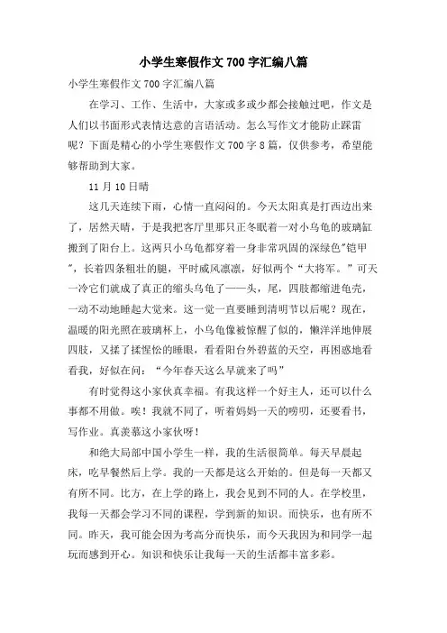 小学生寒假作文700字汇编八篇
