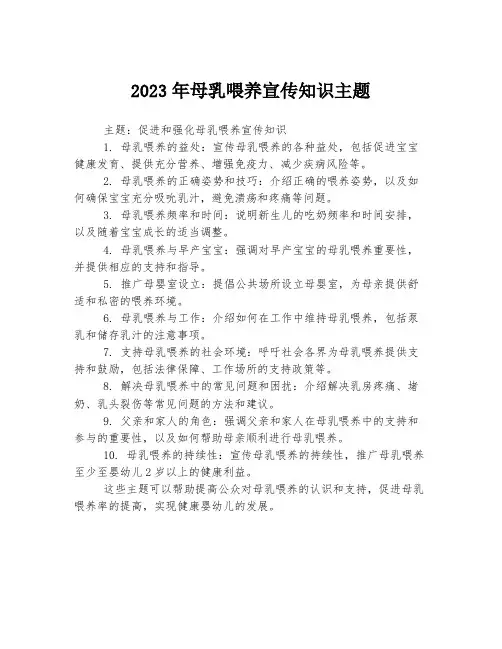 2023年母乳喂养宣传知识主题