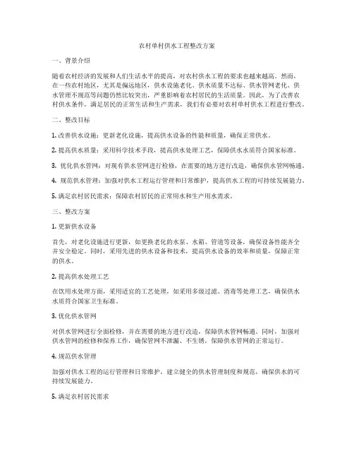 农村单村供水工程整改方案