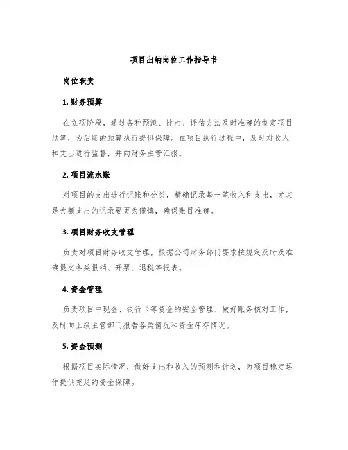 项目出纳岗位工作指导书