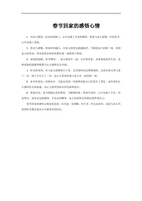 春节回家的感悟心情