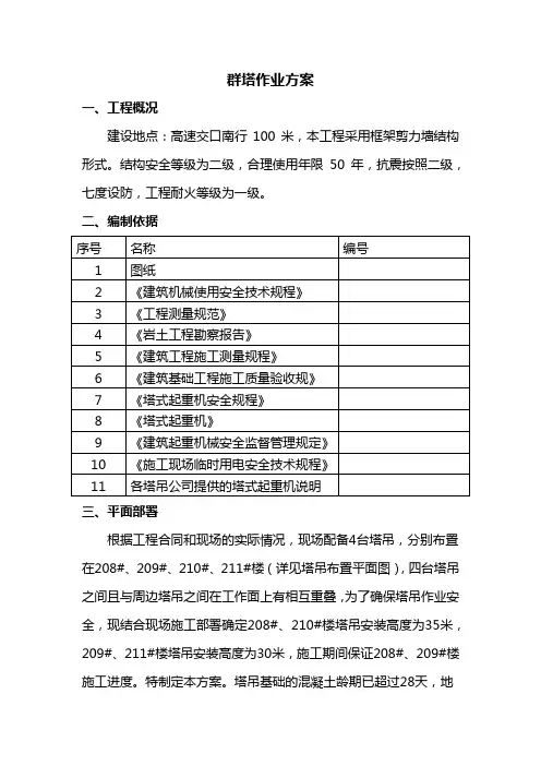 群塔作业方案