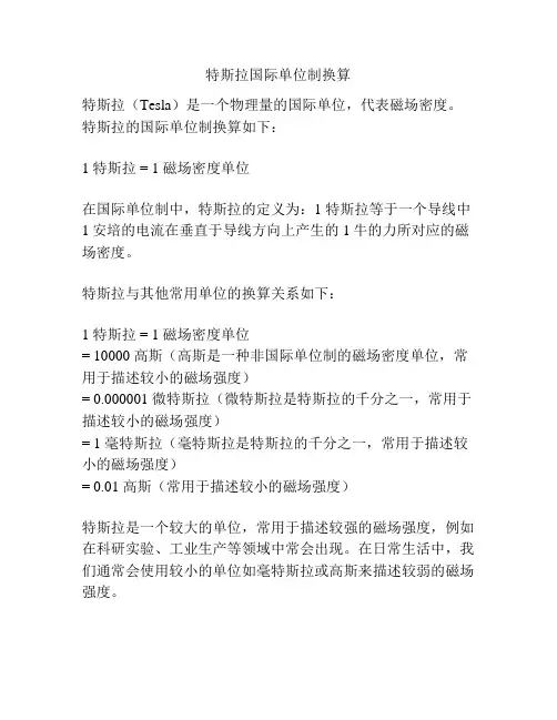 特斯拉国际单位制换算