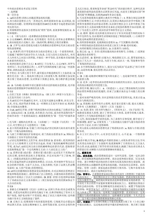 中外政治思想史考试复习资料