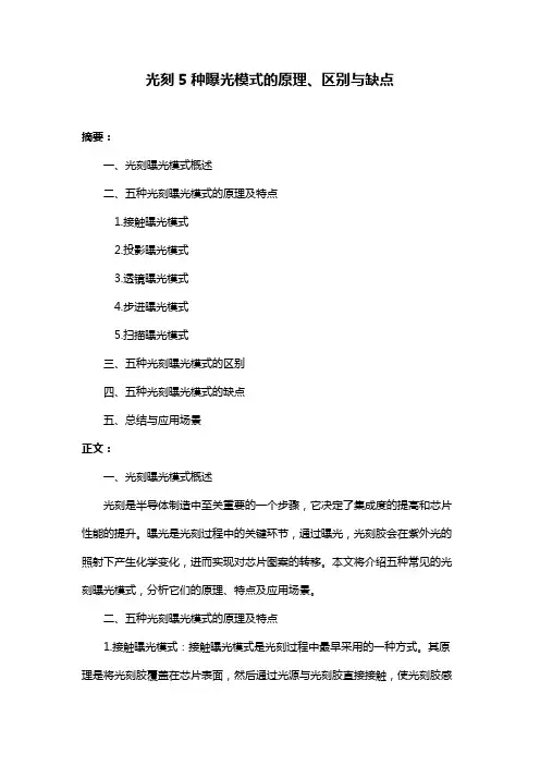 光刻5种曝光模式的原理、区别与缺点