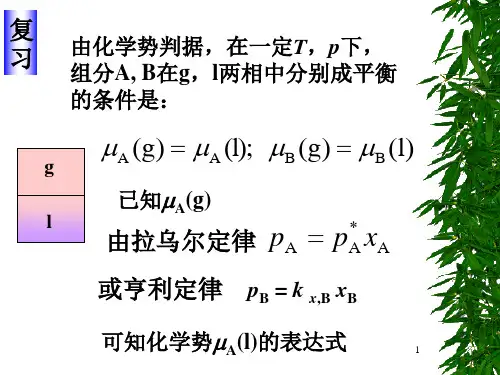 《物理化学第4版》第四章4-4 理想液态混合物和理想稀溶液组分的化学势ppt课件
