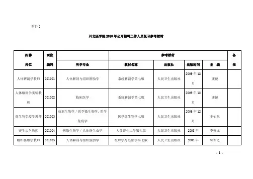 川北医学院2010年公开招聘工作人员复习参考教材
