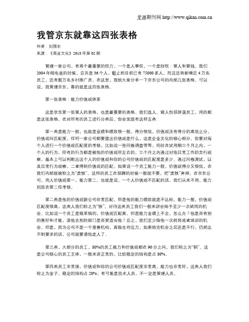 我管京东就靠这四张表格