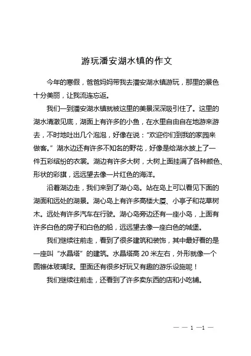 游玩潘安湖水镇的作文