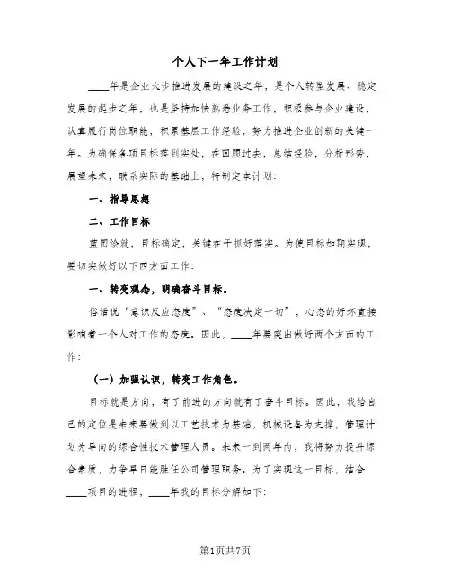 个人下一年工作计划(三篇)
