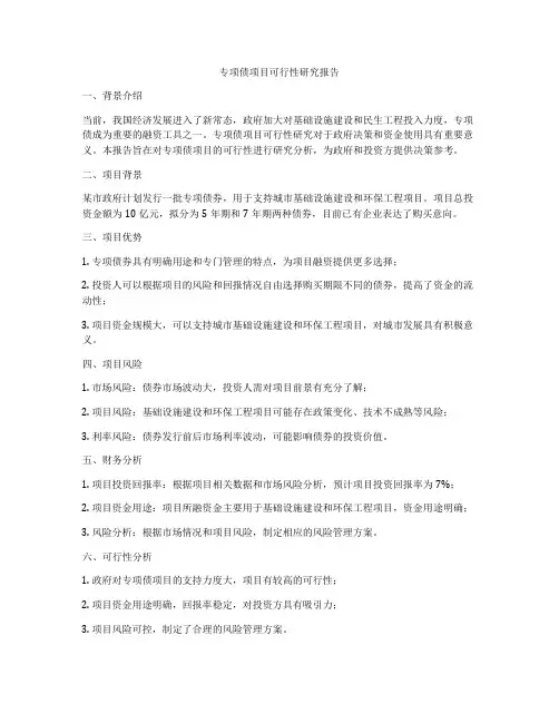 专项债项目可行性研究报告