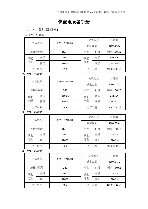 供配电设备手册(变压器)