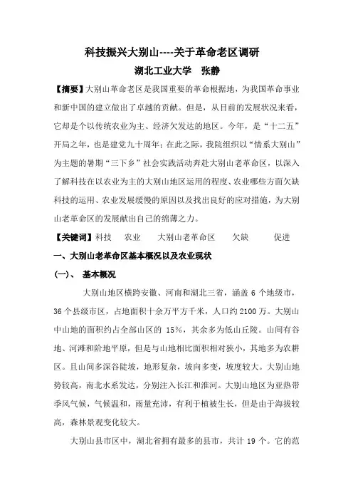 科技振兴大别山--关于革命老区的发展调研