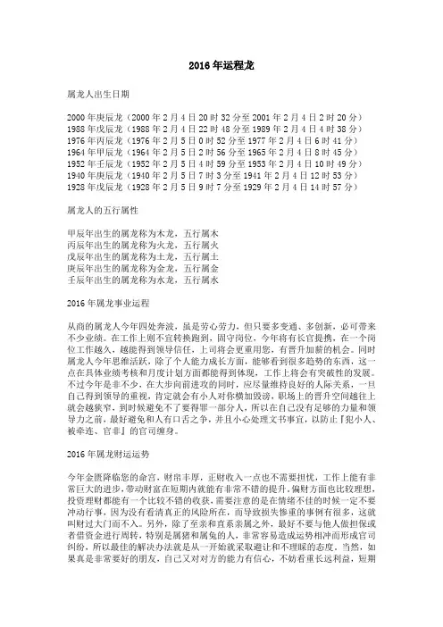 2016年运程龙