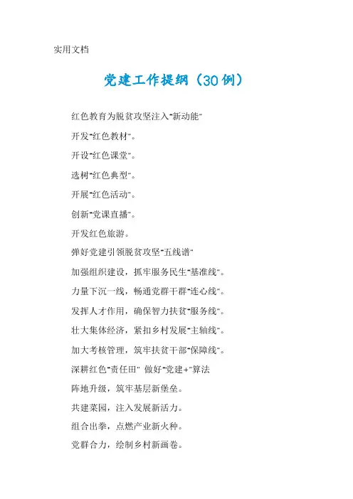 党建工作提纲(30例)